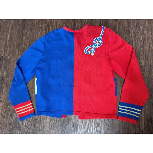 Doncaster Colorblock Vintage Nautical Sweater Cardigan Medium - Picture 3 of 4